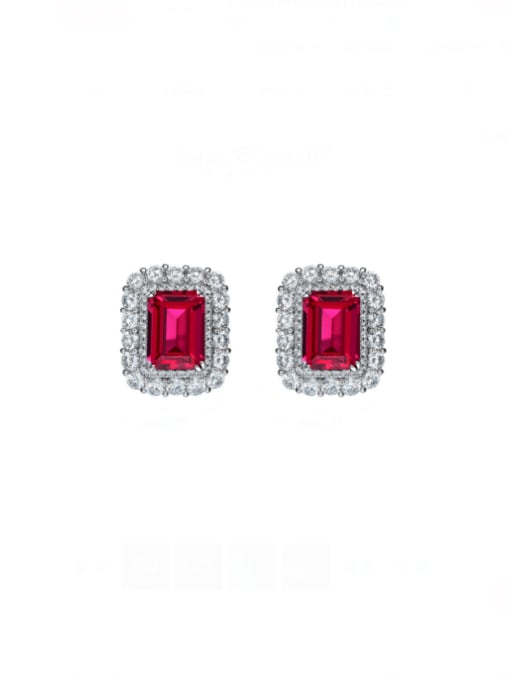 Red [E 1994] Stainless steel High Carbon Diamond Geometric Luxury Stud Earring